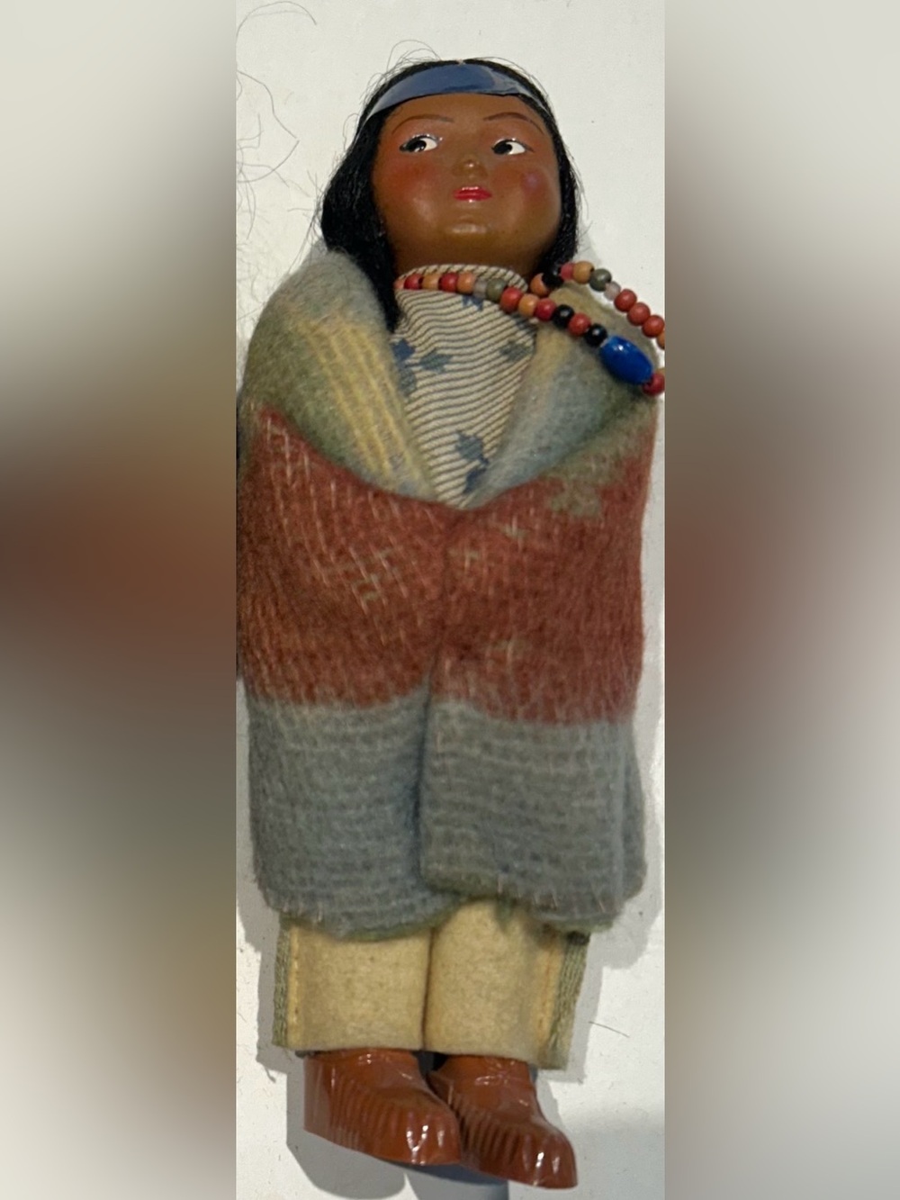 Vintage Skookum Native American Indian Doll With Beads 5.5”.